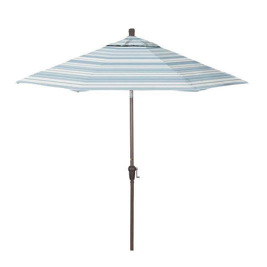 9 ft. Champagne Aluminum Market Patio Umbrella with Crank Lift and Autotilt in Wellfleet Sea Pacifica Premium