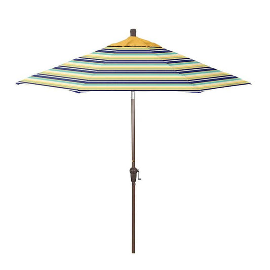 9 ft. Champagne Aluminum Market Patio Umbrella with Crank Lift and Autotilt in Captiva Admiral Pacifica Premium