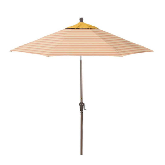 9 ft. Champagne Aluminum Market Patio Umbrella with Crank Lift and Autotilt in Donovan Garden Pacifica Premium