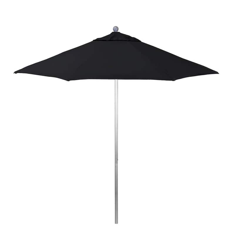 9 ft. Silver Anodized Aluminum Market Patio Umbrella with Fiberglass Ribs and Push-Lift in Black Pacifica Premium