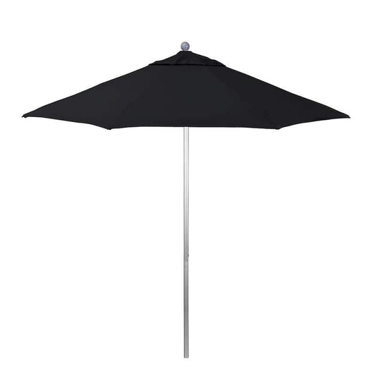 9 ft. Silver Anodized Aluminum Market Patio Umbrella with Fiberglass Ribs and Push-Lift in Black Pacifica Premium