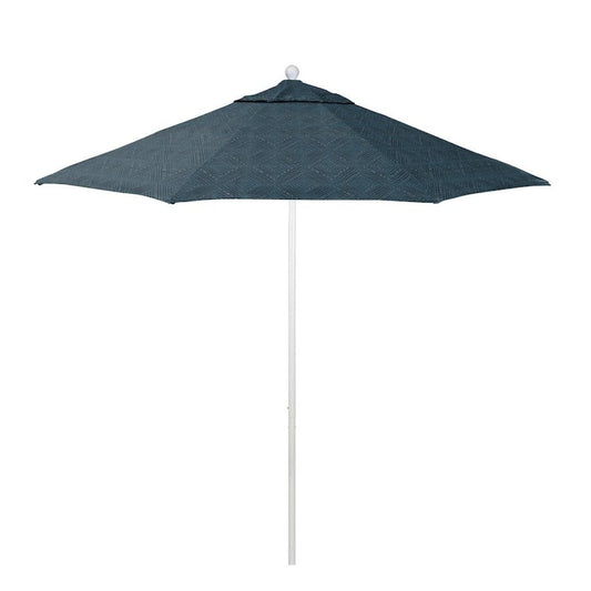 9 ft. Matted White Aluminum Market Patio Umbrella with Fiberglass Ribs and Push-Lift in Domino Lagoon Pacifica Premium