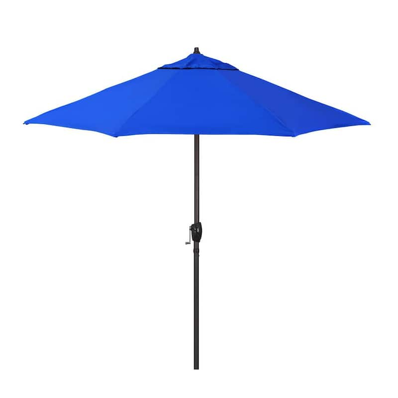 9 ft. Bronze Aluminum Market Patio Umbrella with Fiberglass Ribs Crank Lift & Autotilt in Pacific Blue Pacifica Premium