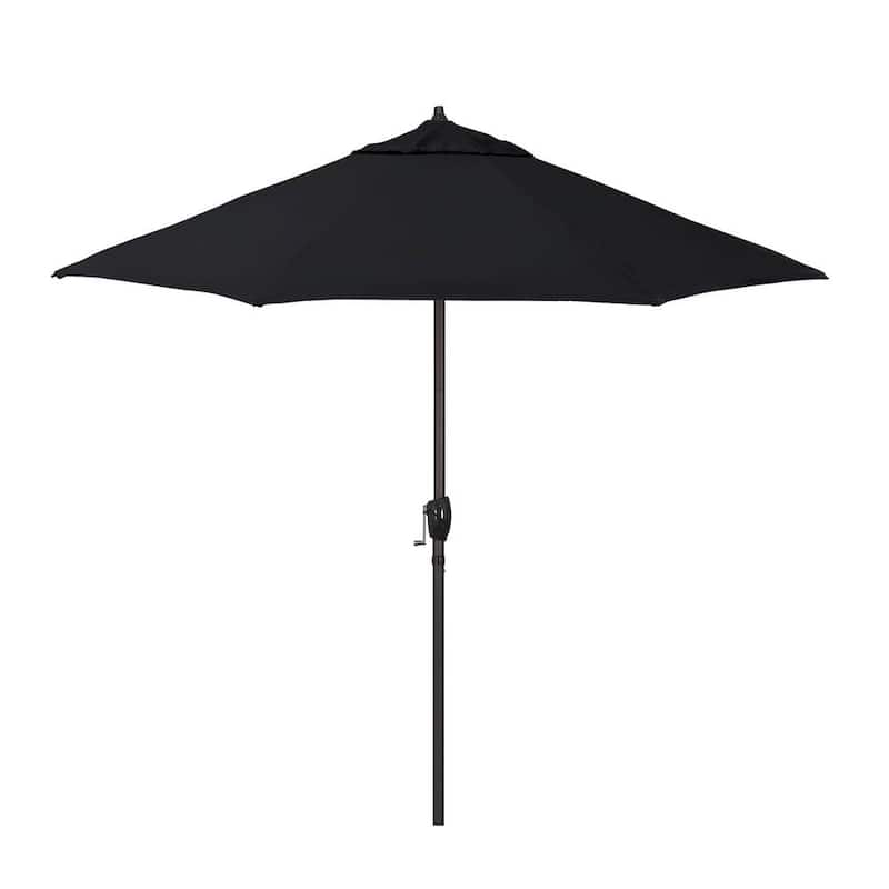 9 ft. Bronze Aluminum Market Patio Umbrella with Fiberglass Ribs Crank Lift and Autotilt in Black Pacifica Premium