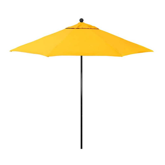 9 ft. Black Fiberglass Market Patio Umbrella with Manual Push Lift in Dandelion Pacifica Premium