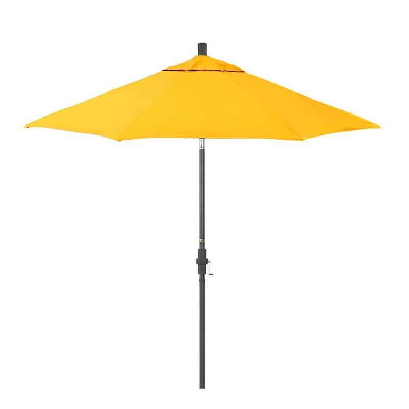 9 ft. Grey Aluminum Market Patio Umbrella with Aluminum Ribs Crank Lift and Collar Tilt in Dandelion Pacifica Premium