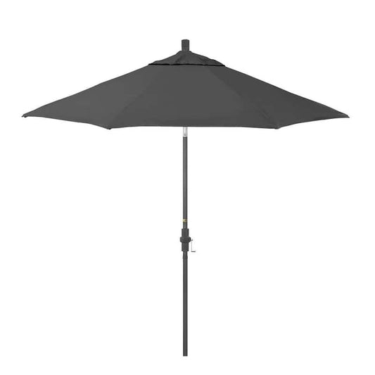 9 ft. Grey Aluminum Market Patio Umbrella with Aluminum Ribs Crank Lift and Collar Tilt in Zinc Pacifica Premium