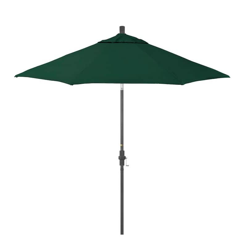 9 ft. Grey Aluminum Market Patio Umbrella with Fiberglass Ribs Crank and Collar Tilt in Forest Green Pacifica Premium