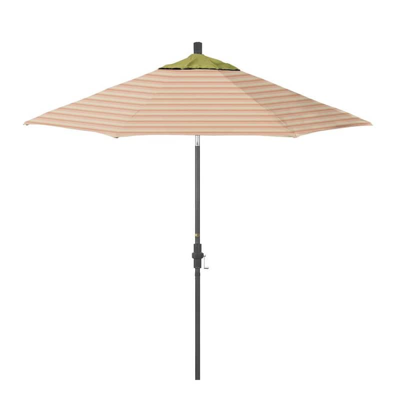 9 ft. Grey Aluminum Market Patio Umbrella with Fiberglass Ribs and Collar Tilt in Donovan Garden-Pesto Pacifica Premium