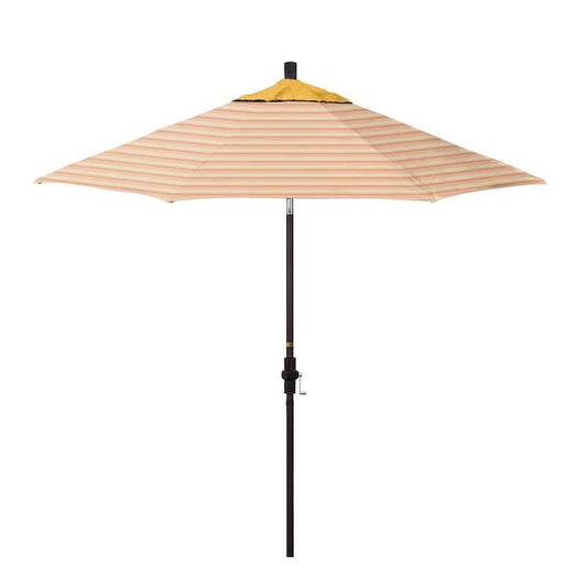 9 ft. Bronze Aluminum Market Patio Umbrella with Fiberglass Ribs & Collar Tilt in Donovan Garden-Canary Pacifica Premium