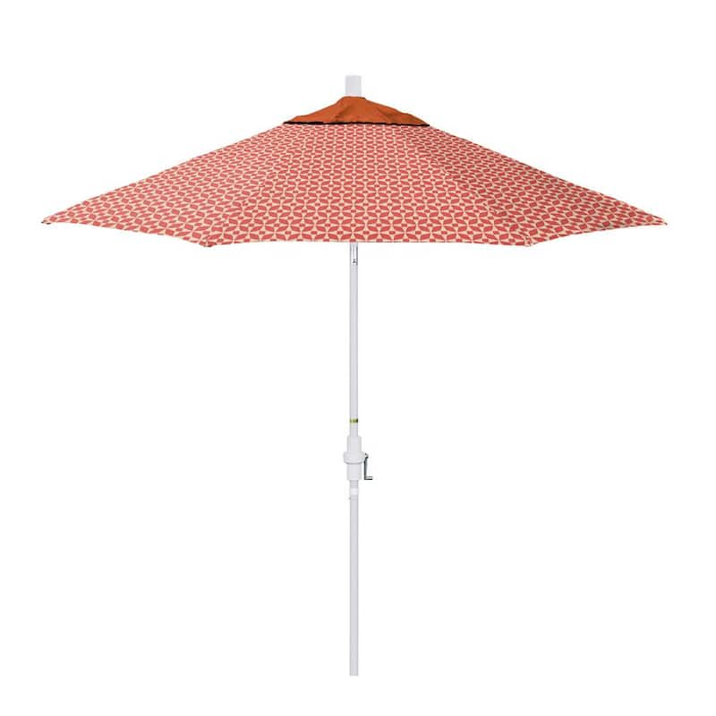 9 ft. White Aluminum Market Patio Umbrella with Fiberglass Ribs Crank and Collar Tilt in Marquee Peach Pacifica Premium