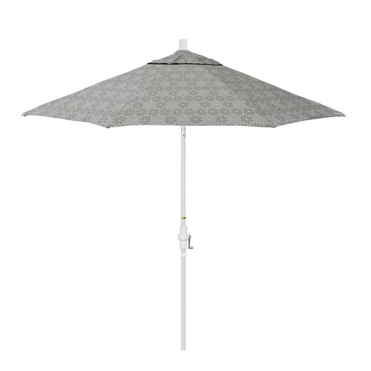 9 ft. White Aluminum Market Collar Tilt Patio Umbrella with Fiberglass Ribs Crank and in Spiro Graphite Pacifica Premium