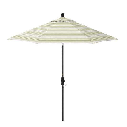 9 ft. Black Aluminum Market Patio Umbrella with Fiberglass Ribs Crank & Collar Tilt in Wellfleet Basil Pacifica Premium