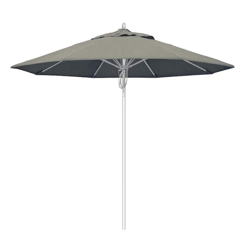 9 ft. Silver Aluminum Commercial Fiberglass Ribs Market Patio Umbrella and Pulley Lift in Spectrum Dove Sunbrella