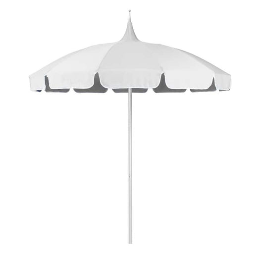 8.5 ft. White Aluminum Commercial Pagoda Market Patio Umbrella with Fiberglass Ribs in Natural Sunbrella