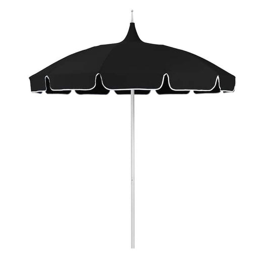 8.5 ft. White Aluminum Commercial Pagoda Market Patio Umbrella with Fiberglass Ribs in Black Sunbrella