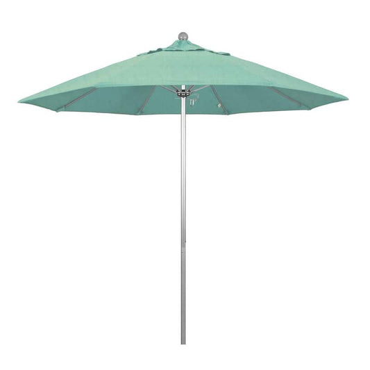 9 ft. Silver Aluminum Commercial Market Patio Umbrella with Fiberglass Ribs and Push Lift in Spectrum Mist Sunbrella