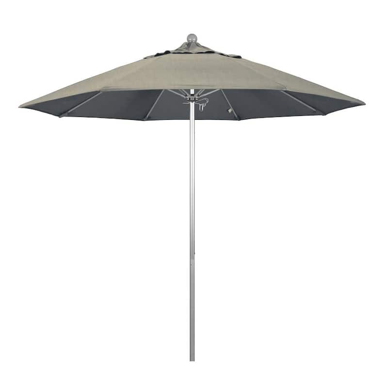 9 ft. Silver Aluminum Commercial Market Patio Umbrella with Fiberglass Ribs and Push Lift in Spectrum Dove Sunbrella