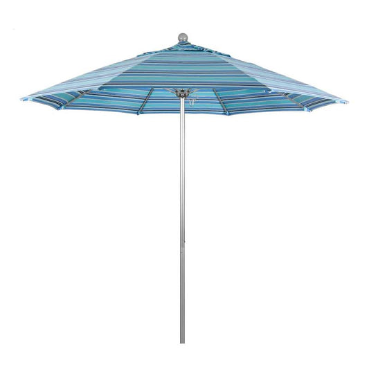 9 ft. Silver Aluminum Commercial Market Patio Umbrella with Fiberglass Ribs and Push Lift in Dolce Oasis Sunbrella