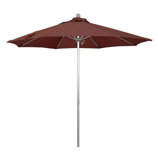 9 ft. Silver Aluminum Commercial Market Patio Umbrella with Fiberglass Ribs and Push Lift in Terrace Adobe Olefin