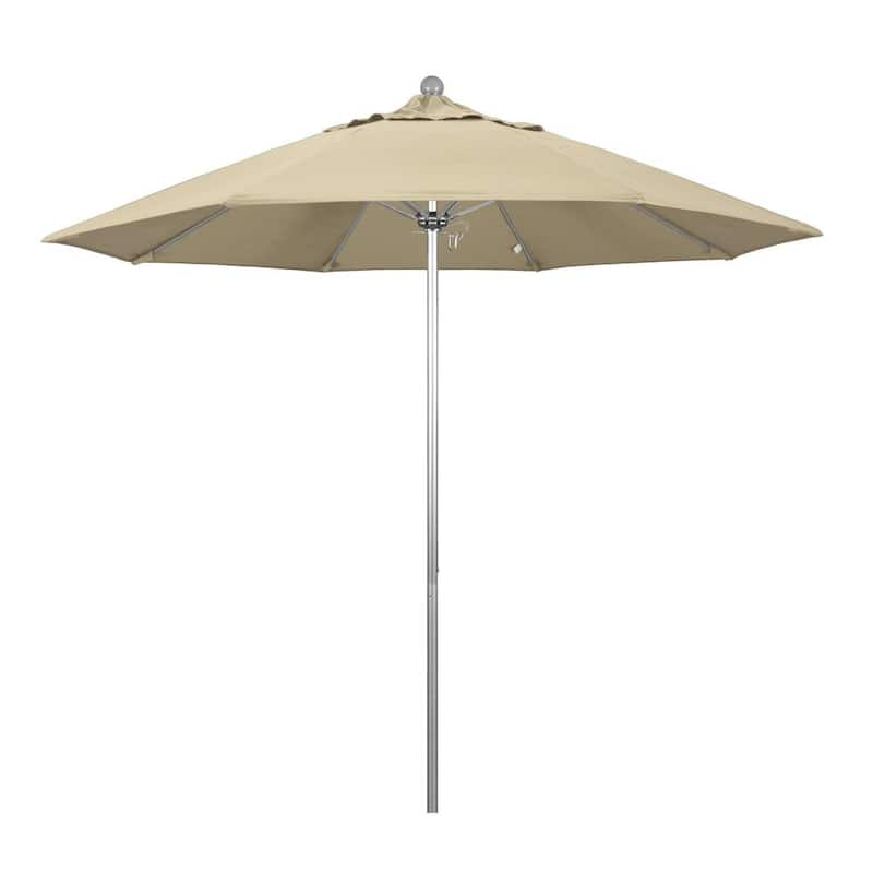 9 ft. Fiberglass Market Pulley Open S Anodized Patio Umbrella in Beige Pacifica