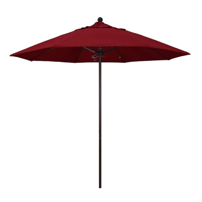 9 ft. Bronze Aluminum Commercial Market Patio Umbrella with Fiberglass Ribs and Push Lift in Spectrum Ruby Sunbrella