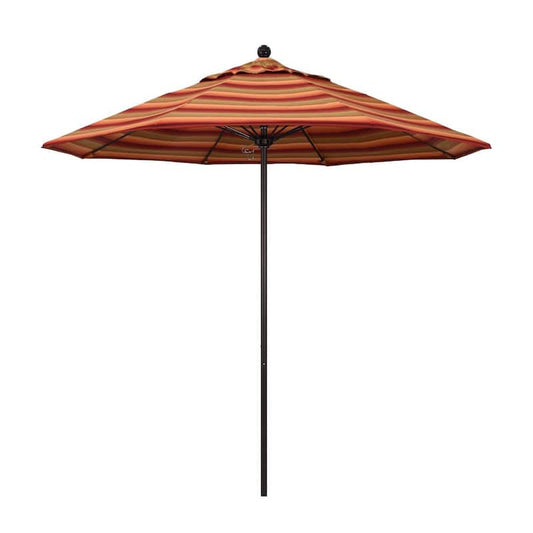 9 ft. Bronze Aluminum Commercial Market Patio Umbrella with Fiberglass Ribs and Push Lift in Astoria Sunset Sunbrella