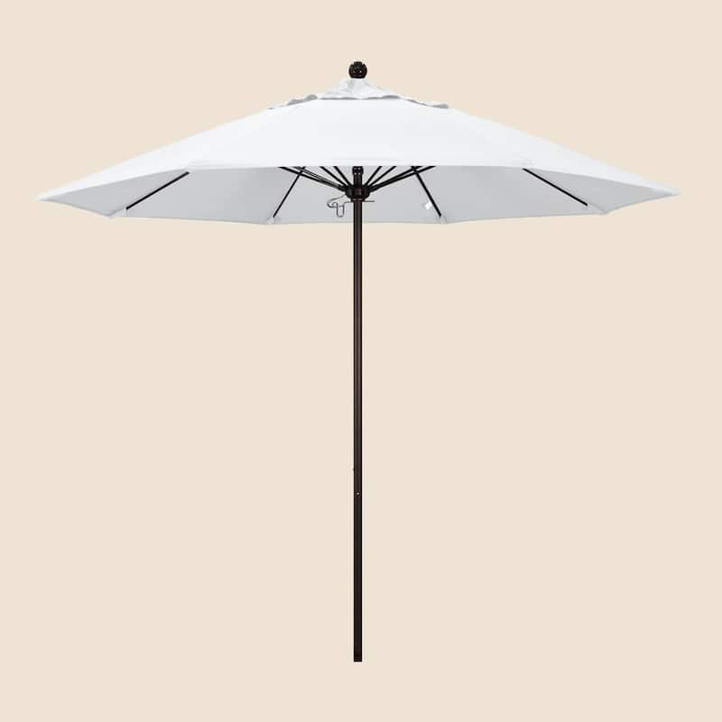 9 ft. Bronze Aluminum Commercial Market Patio Umbrella with Fiberglass Ribs and Push Lift in White Olefin