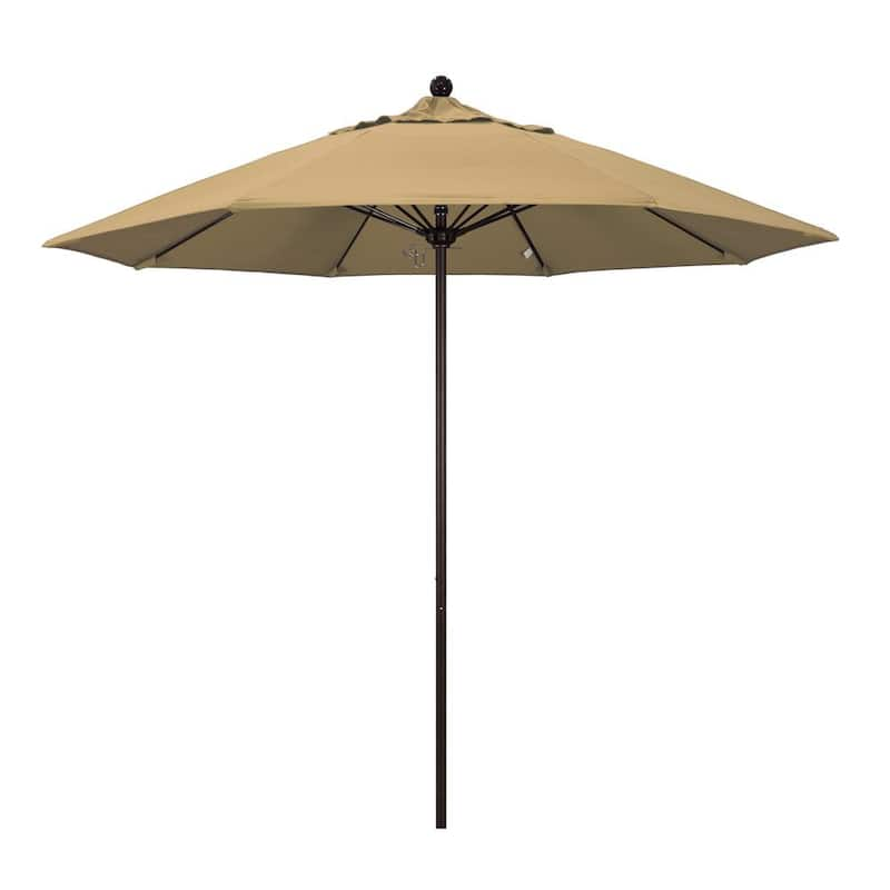 9 ft. Bronze Aluminum Commercial Market Patio Umbrella with Fiberglass Ribs and Push Lift in Champagne Olefin