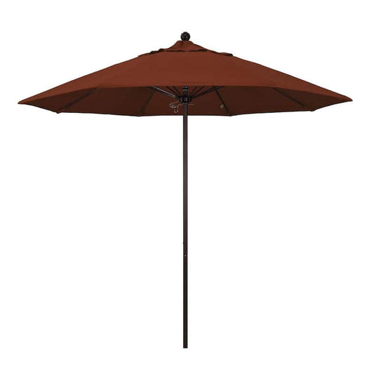 9 ft. Bronze Aluminum Commercial Market Patio Umbrella with Fiberglass Ribs and Push Lift in Terracotta Olefin