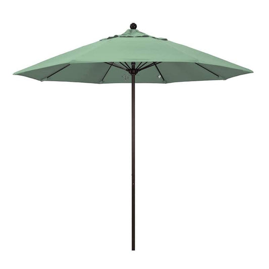 9 ft. Fiberglass Market Pulley Open Bronze Patio Umbrella in Spa Pacifica