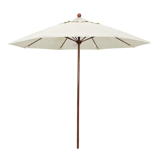 9 ft. Woodgrain Aluminum Commercial Market Patio Umbrella Fiberglass Ribs and Push Lift in Forest Green Sunbrella