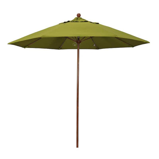 9 ft. Woodgrain Aluminum Commercial Market Patio Umbrella Fiberglass Ribs and Push Lift in Ginkgo Pacifica