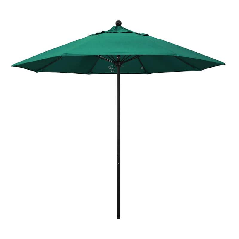 9 ft. Black Aluminum Commercial Market Patio Umbrella with Fiberglass Ribs and Push Lift in Spectrum Aztec Sunbrella