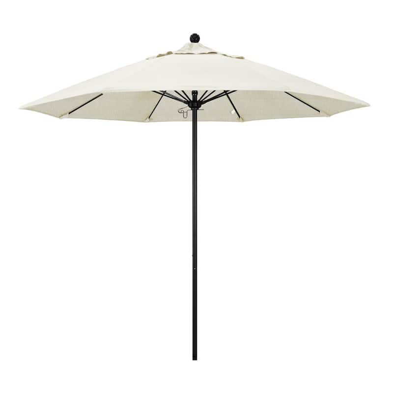 9 ft. Black Aluminum Commercial Market Patio Umbrella with Fiberglass Ribs and Push Lift in Canvas Sunbrella