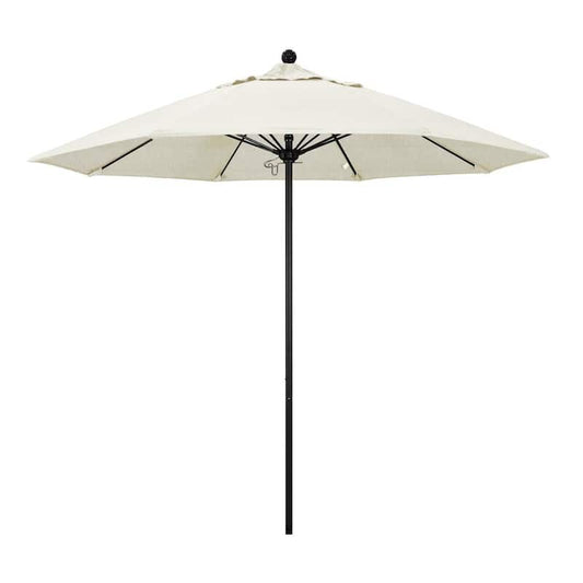 9 ft. Black Aluminum Commercial Market Patio Umbrella with Fiberglass Ribs and Push Lift in Canvas Sunbrella