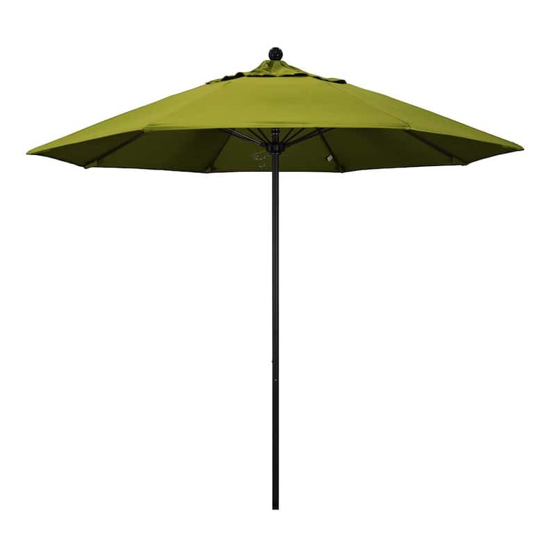 9 ft. Black Aluminum Commercial Market Patio Umbrella with Fiberglass Ribs and Push Lift in Kiwi Olefin