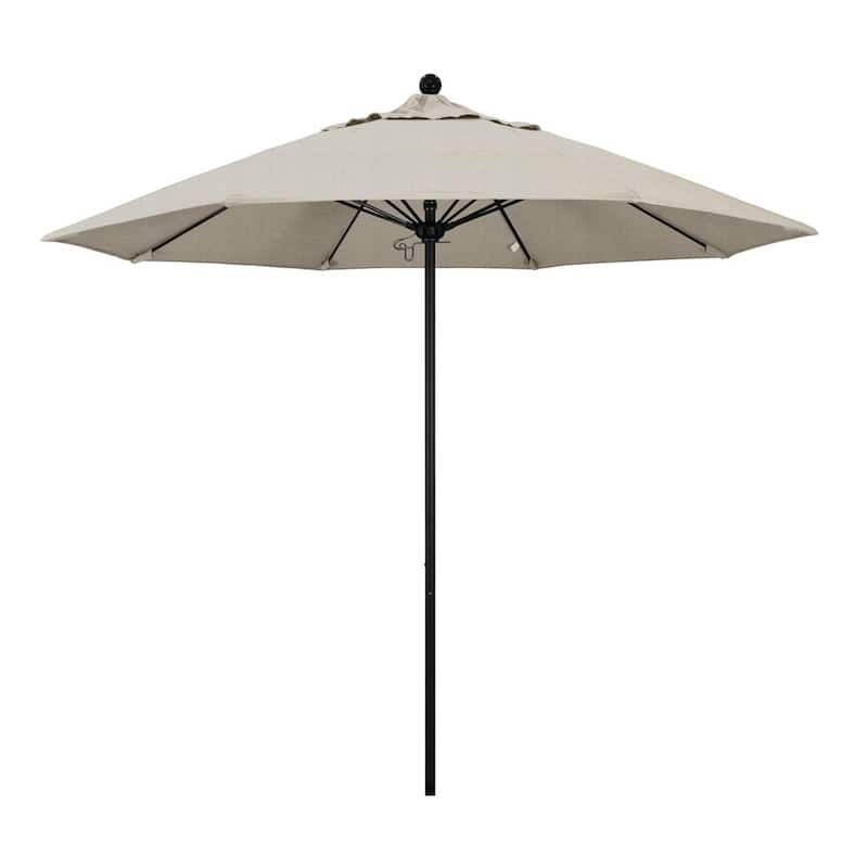 9 ft. Black Aluminum Commercial Market Patio Umbrella with Fiberglass Ribs and Push Lift in Woven Granite Olefin