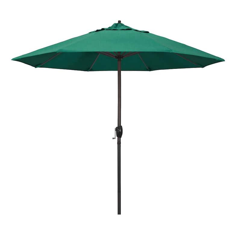 9 ft. Bronze Aluminum Market Auto-tilt Crank Lift Patio Umbrella in Spectrum Aztec Sunbrella