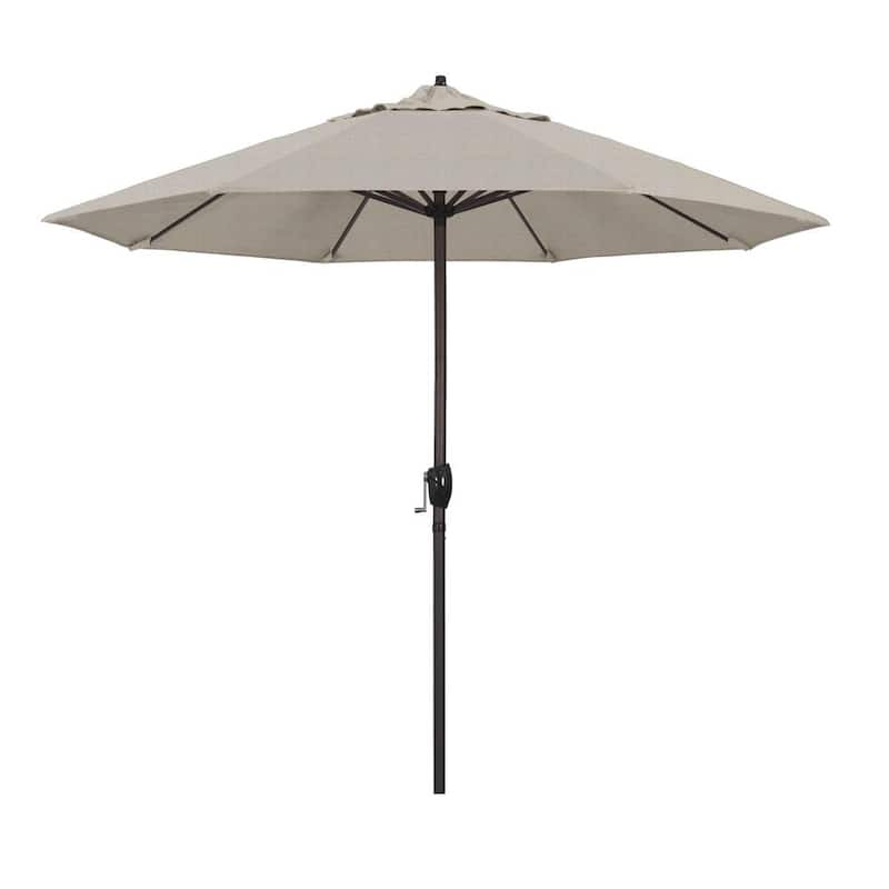 9 ft. Bronze Aluminum Market Patio Umbrella Auto Tilt Crank Lift in Woven Granite Olefin