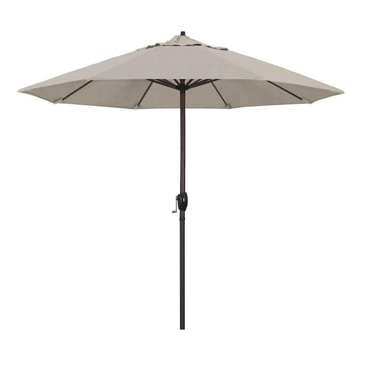 9 ft. Bronze Aluminum Market Patio Umbrella Auto Tilt Crank Lift in Woven Granite Olefin