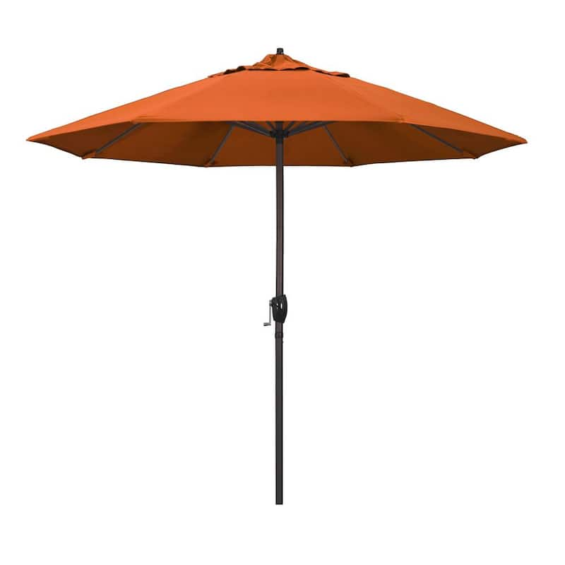 9 ft. Bronze Aluminum Market Patio Umbrella Auto Tilt Crank Lift in Tuscan Pacifica