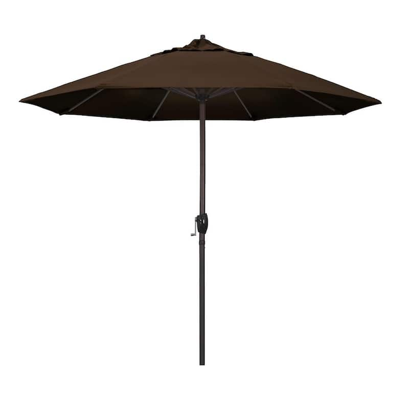 9 ft. Aluminum Market Auto Tilt Crank Lift Bronze Patio Umbrella in Mocha Pacifica