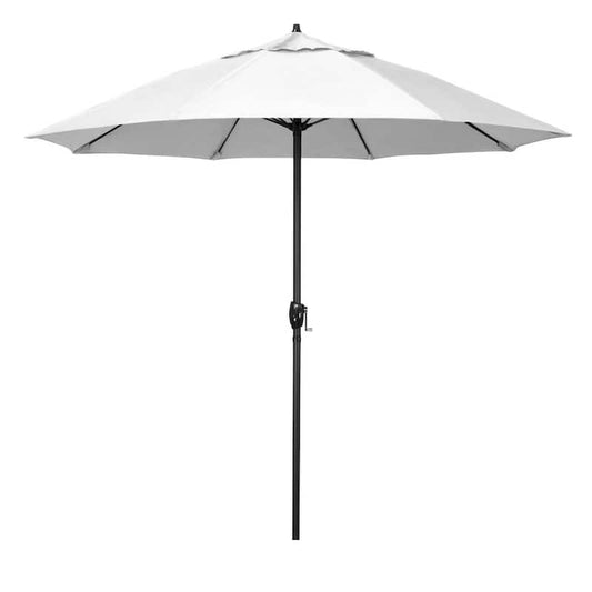 9 ft. Bronze Aluminum Market Patio Umbrella with Fiberglass Ribs and Auto Tilt in Natural Sunbrella