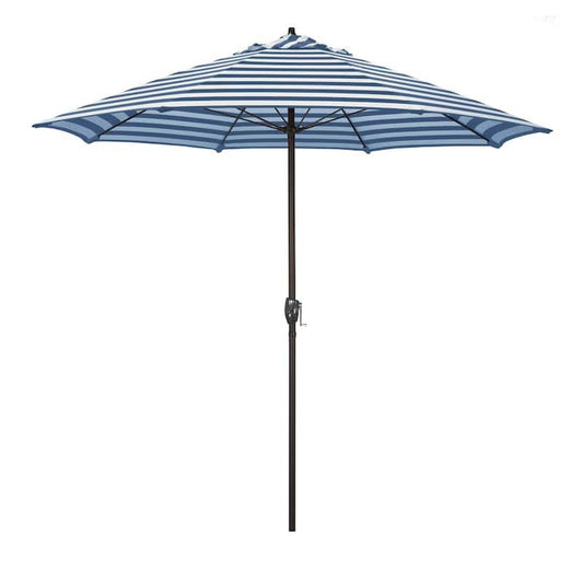 9 ft. Bronze Aluminum Market Patio Umbrella with Fiberglass Ribs and Auto Tilt in Cabana Regatta Sunbrella