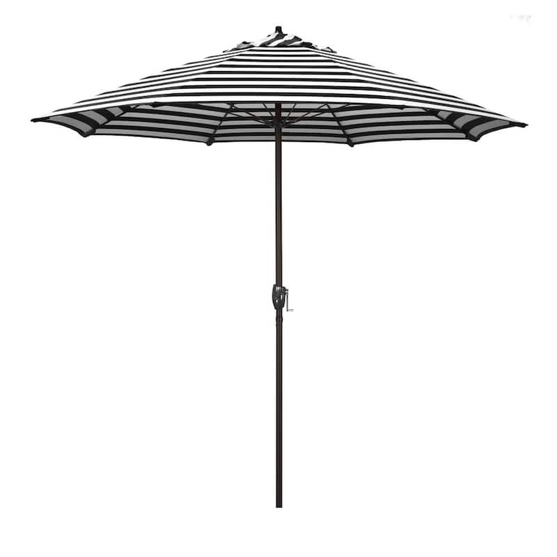 9 ft. Bronze Aluminum Market Patio Umbrella with Fiberglass Ribs and Auto Tilt in Cabana Classic Sunbrella