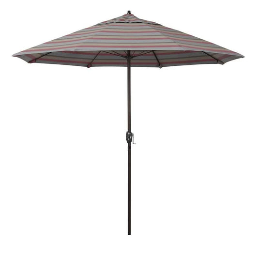 9 ft. Bronze Aluminum Market Patio Umbrella with Fiberglass Ribs and Auto Tilt in Gateway Blush Sunbrella