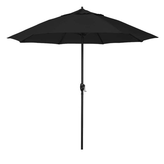 9 ft. Bronze Aluminum Market Patio Umbrella with Fiberglass Ribs and Auto Tilt in Black Olefin