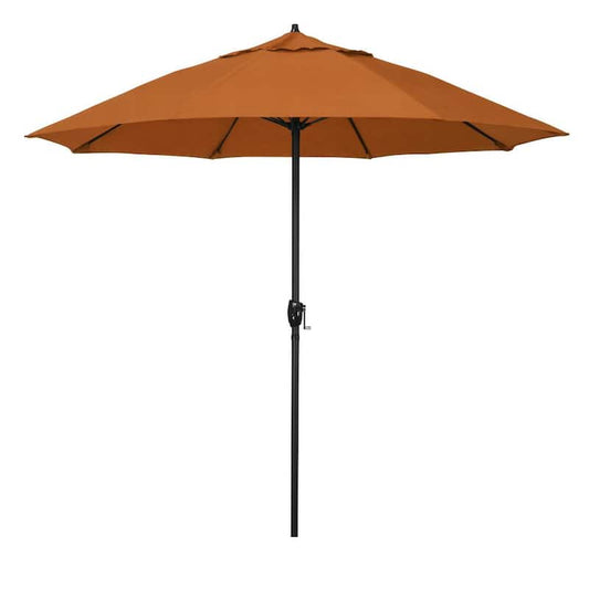 9 ft. Bronze Aluminum Market Patio Umbrella with Fiberglass Ribs and Auto Tilt in Tuscan Pacifica