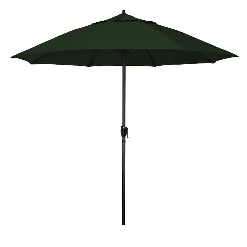 9 ft. Bronze Aluminum Market Patio Umbrella with Fiberglass Ribs and Auto Tilt in Hunter Green Pacifica